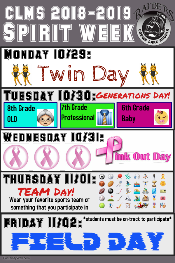 CLMS 2018-2019 Spirit Week | Crews Lake Middle School