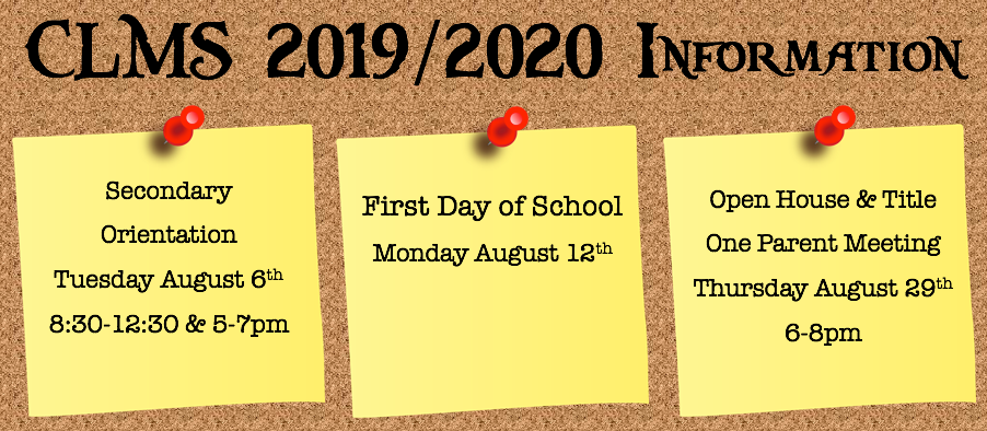 Secondary Orientation Tuesday, August 6th