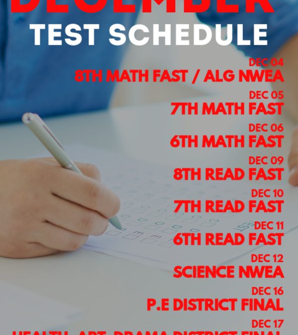 December Test Schedule